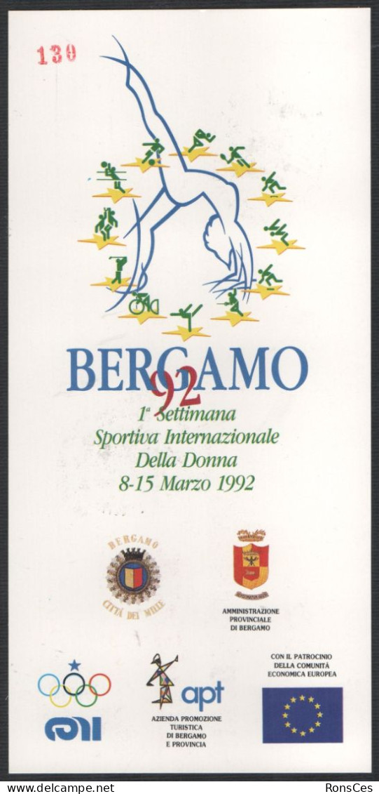 ITALIA BERGAMO 1992  1^ SETTIMANA SPORTIVA INTERNAZIONALE DONNA  GINNASTICA / VOLLEYBALL / BASKET / TENNIS / SCHERMA - A - Sonstige & Ohne Zuordnung