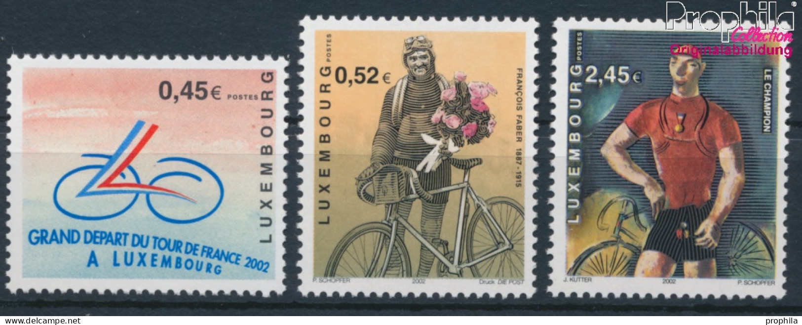 Luxemburg 1574-1576 (kompl.Ausg.) Postfrisch 2002 Radrennen - Tour De France (10377587 - Nuovi