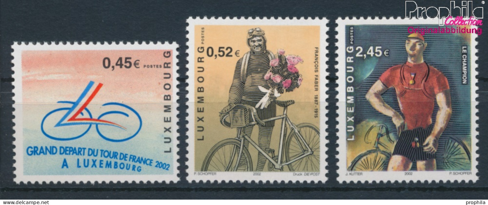 Luxemburg 1574-1576 (kompl.Ausg.) Postfrisch 2002 Radrennen - Tour De France (10377636 - Neufs