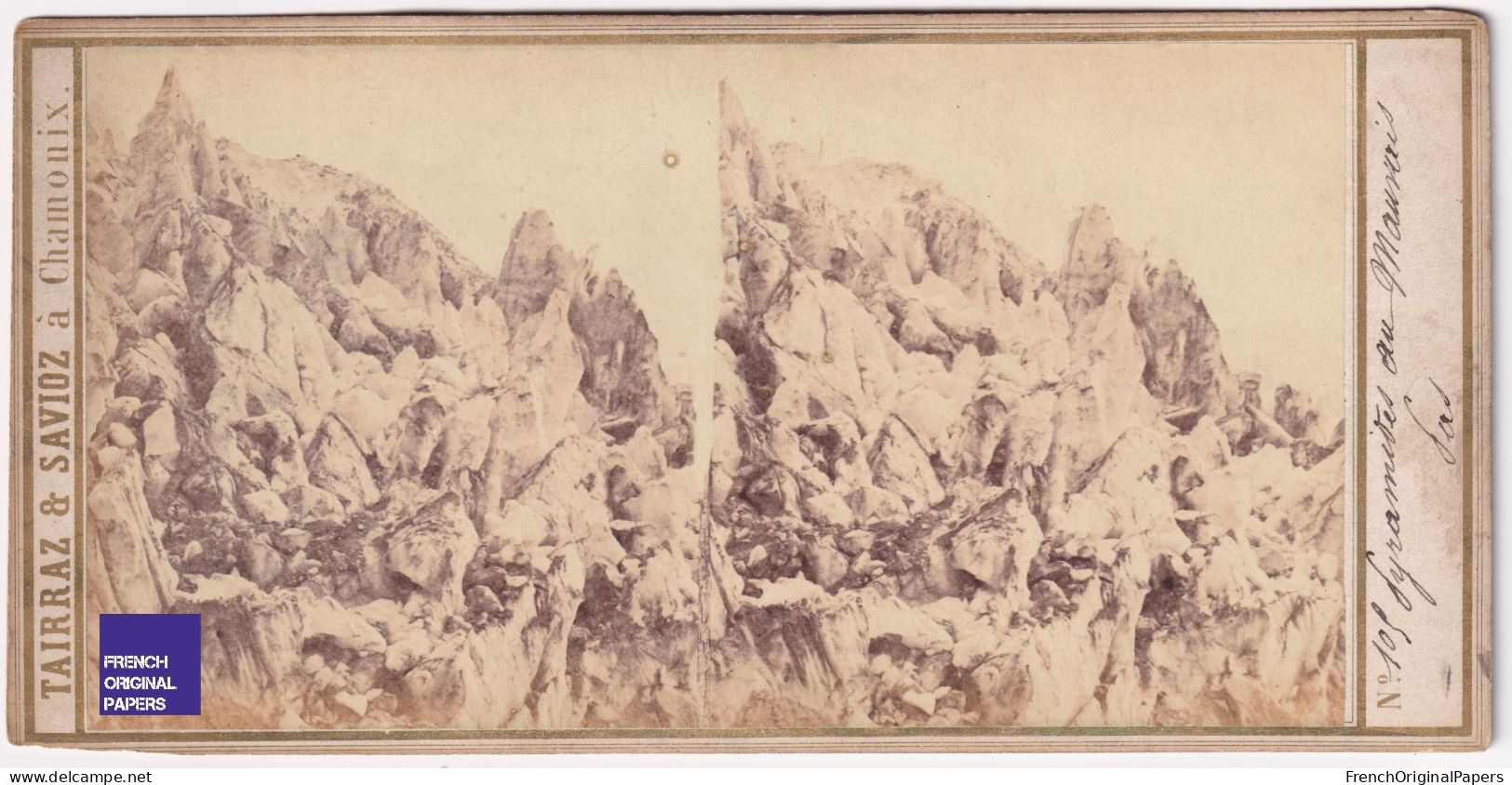 Chamonix Mont-Blanc / Mauvais Pas Photo Stéréoscopique 1865 Tairraz & Savioz Alpes Glacier Mer De Glace Chapeau C3-13 - Stereo-Photographie