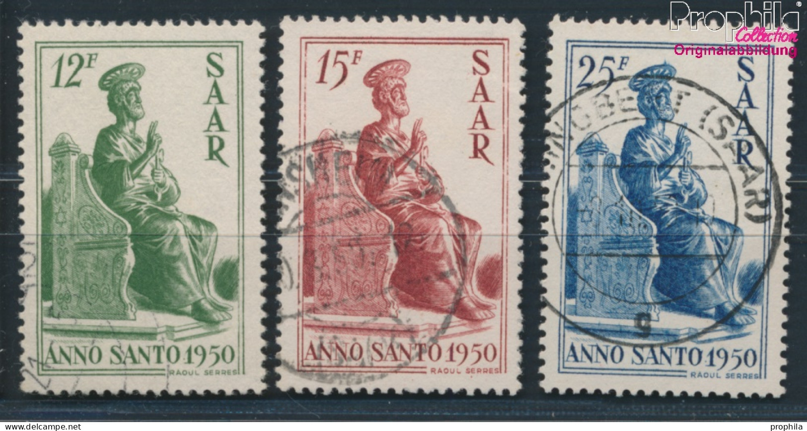 Saarland 293-295 (kompl.Ausg.) Geprüft Gestempelt 1950 Heiliges Jahr (10377620 - Gebraucht