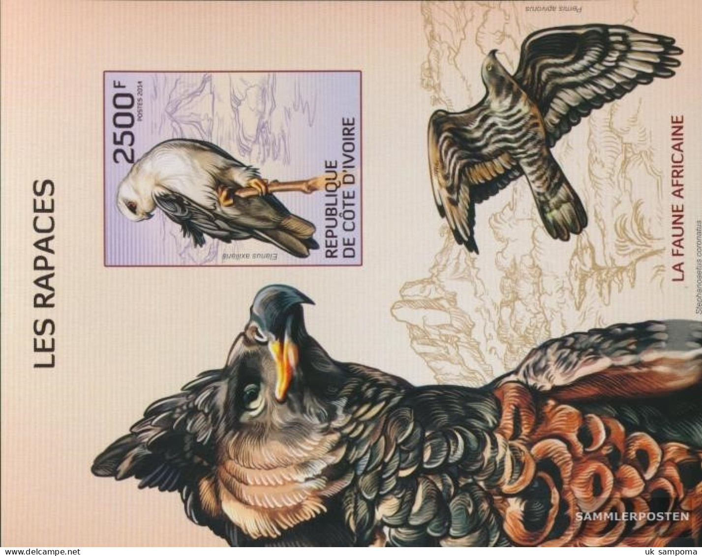 The Ivory Coast Block199B (complete Issue) Ungezähnte Stamps Unmounted Mint / Never Hinged 2014 Birds Of Prey - Côte D'Ivoire (1960-...)