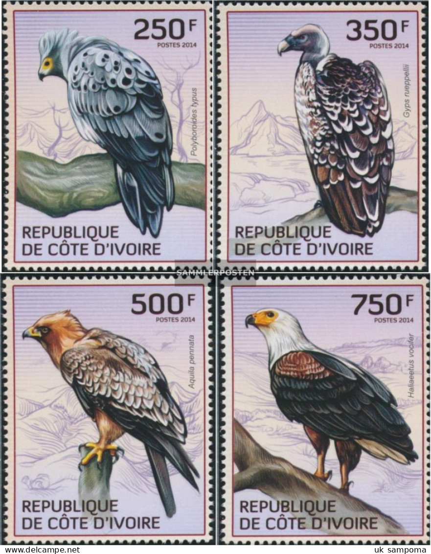 The Ivory Coast 1554-1557 (complete Issue) Unmounted Mint / Never Hinged 2014 Birds Of Prey - Côte D'Ivoire (1960-...)