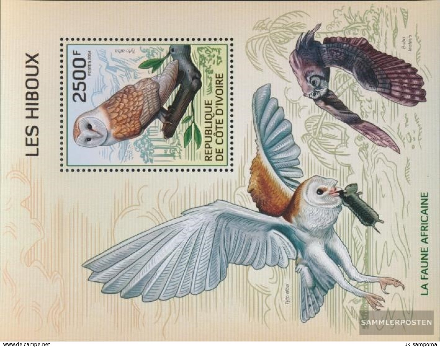 The Ivory Coast Block198A (complete Issue) Unmounted Mint / Never Hinged 2014 Owls - Côte D'Ivoire (1960-...)