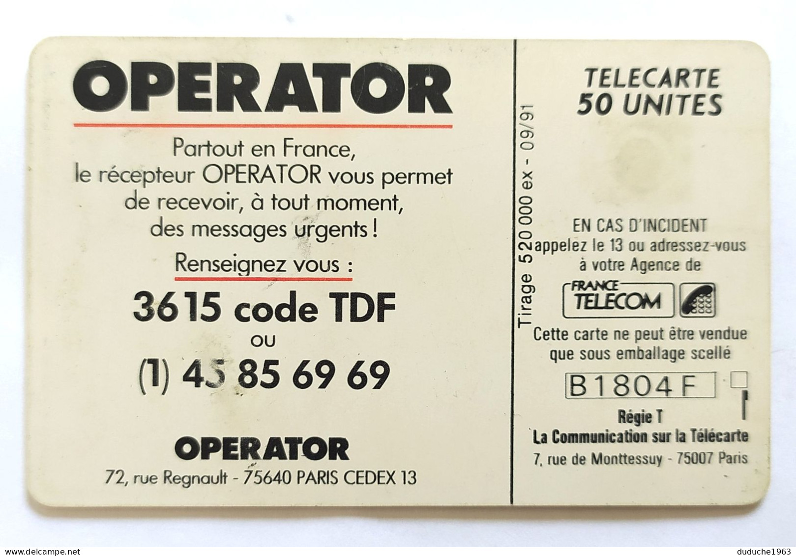 Télécarte France - OPERATOR - Unclassified