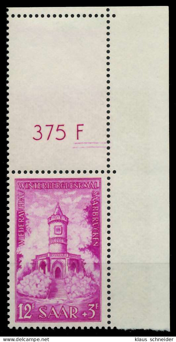 SAARLAND 1956 Nr 374L Postfrisch ECKE-ORE X79DC06 - Unused Stamps