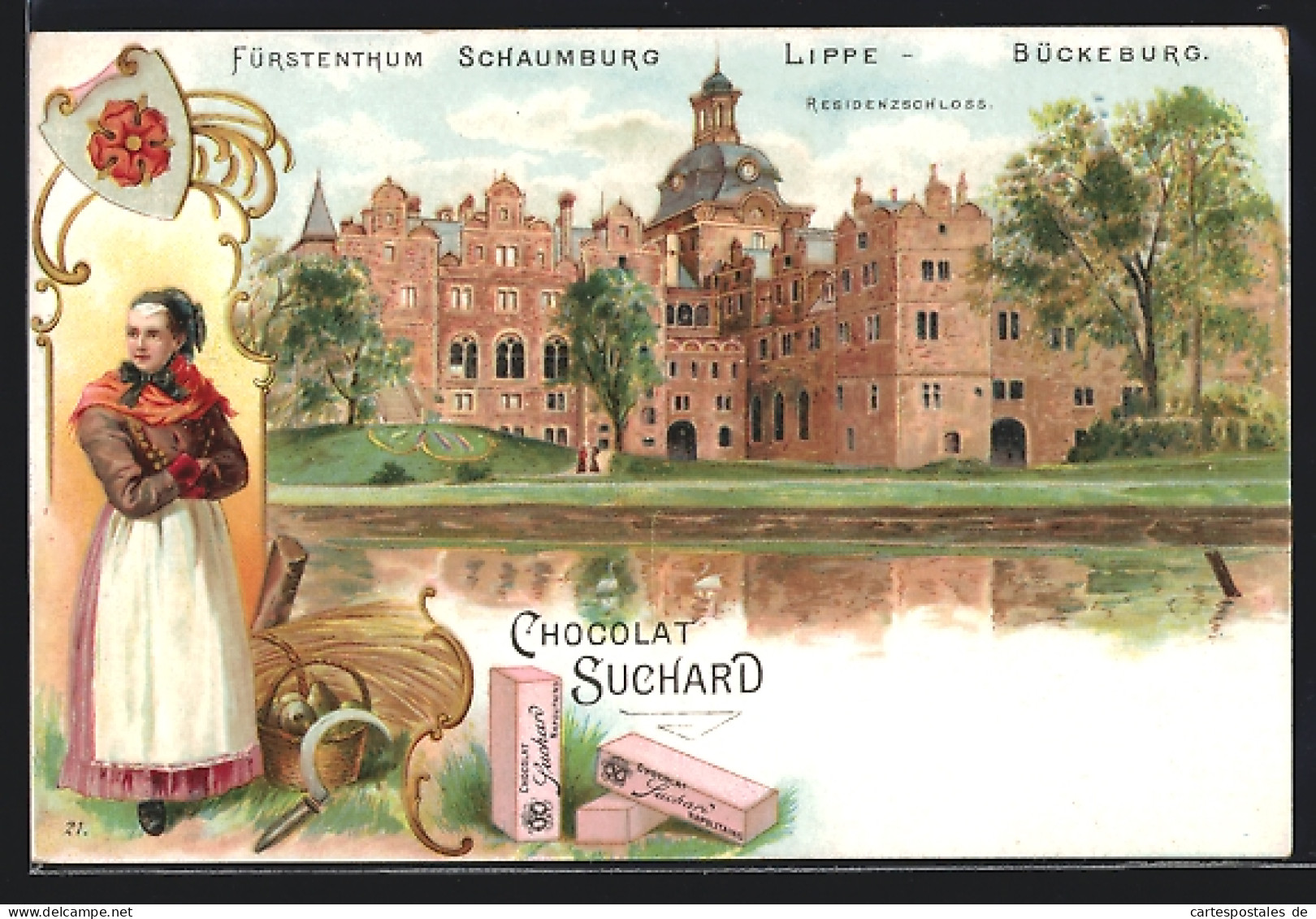 Lithographie Bückeburg /Schaumburg-Lippe, Das Residenzschloss, Reklame Für Chocolat Suchard  - Schaumburg