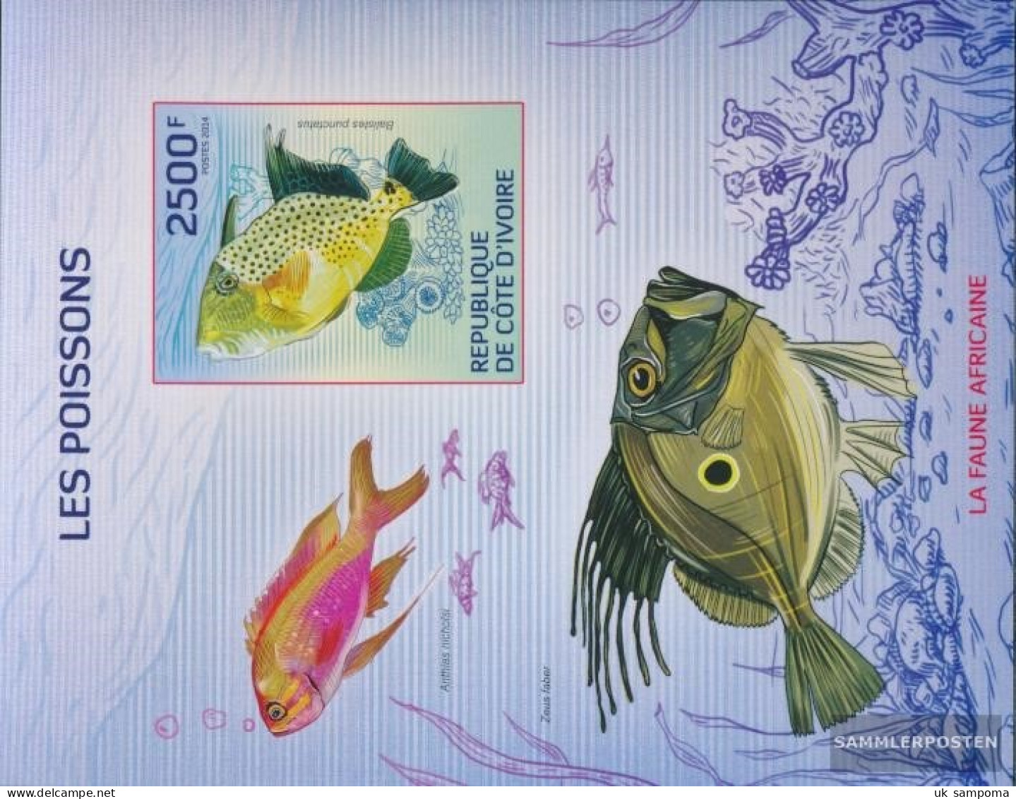 The Ivory Coast Block190B (complete Issue) Ungezähnte Stamps Unmounted Mint / Never Hinged 2014 Fish - Côte D'Ivoire (1960-...)