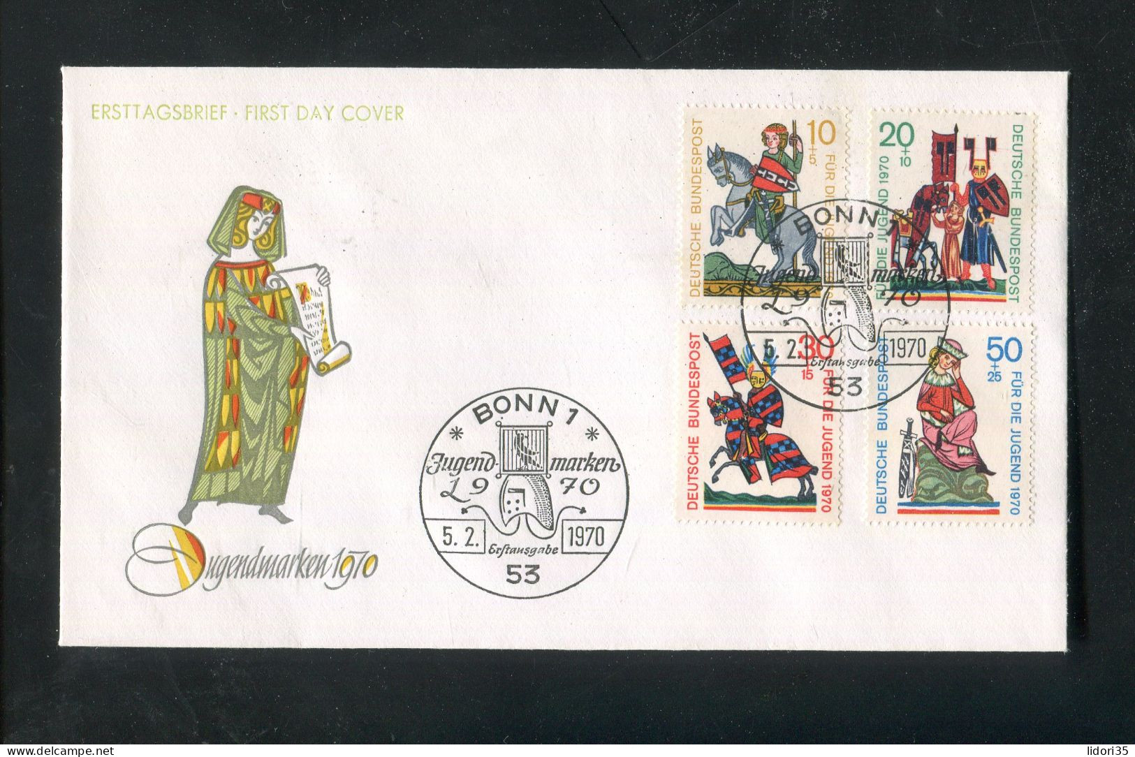 "BUNDESREPUBLIK DEUTSCHLAND" 1970, Mi. 612-615 "Minnesaenger" FDC (L1138) - 1961-1970