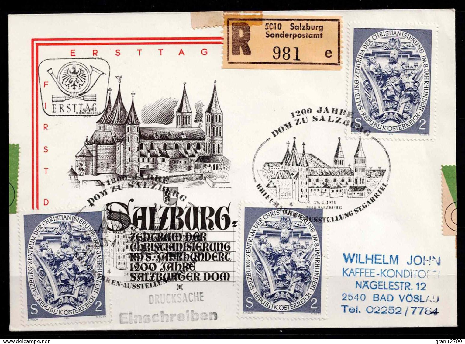 Reko  FDC " Salzburg - Zentrum Der Christianisierung  "  Vom 28.6.1974 - ANK 1481 - Briefe U. Dokumente