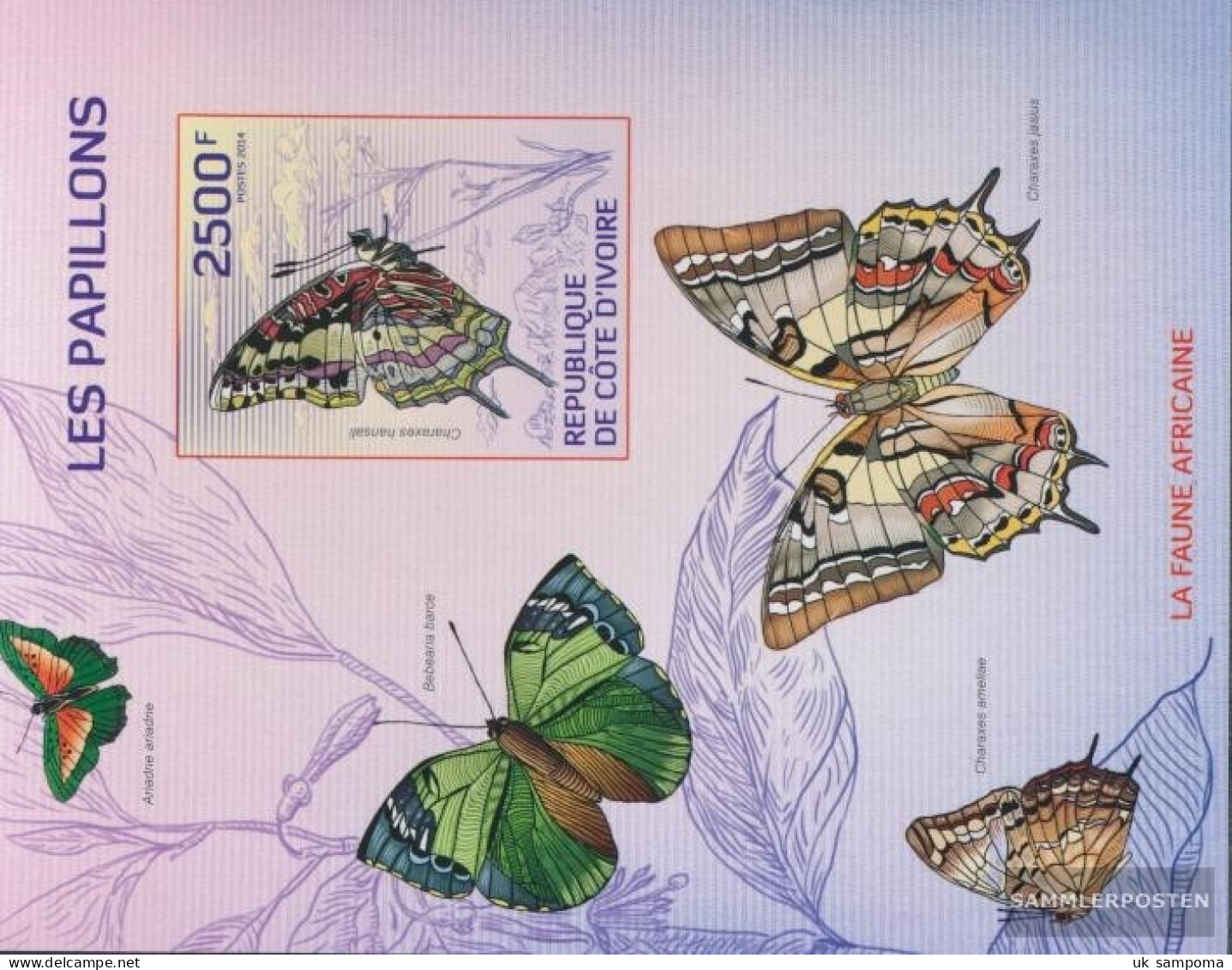 The Ivory Coast Block189B (complete Issue) Ungezähnte Stamps Unmounted Mint / Never Hinged 2014 Butterflies - Côte D'Ivoire (1960-...)
