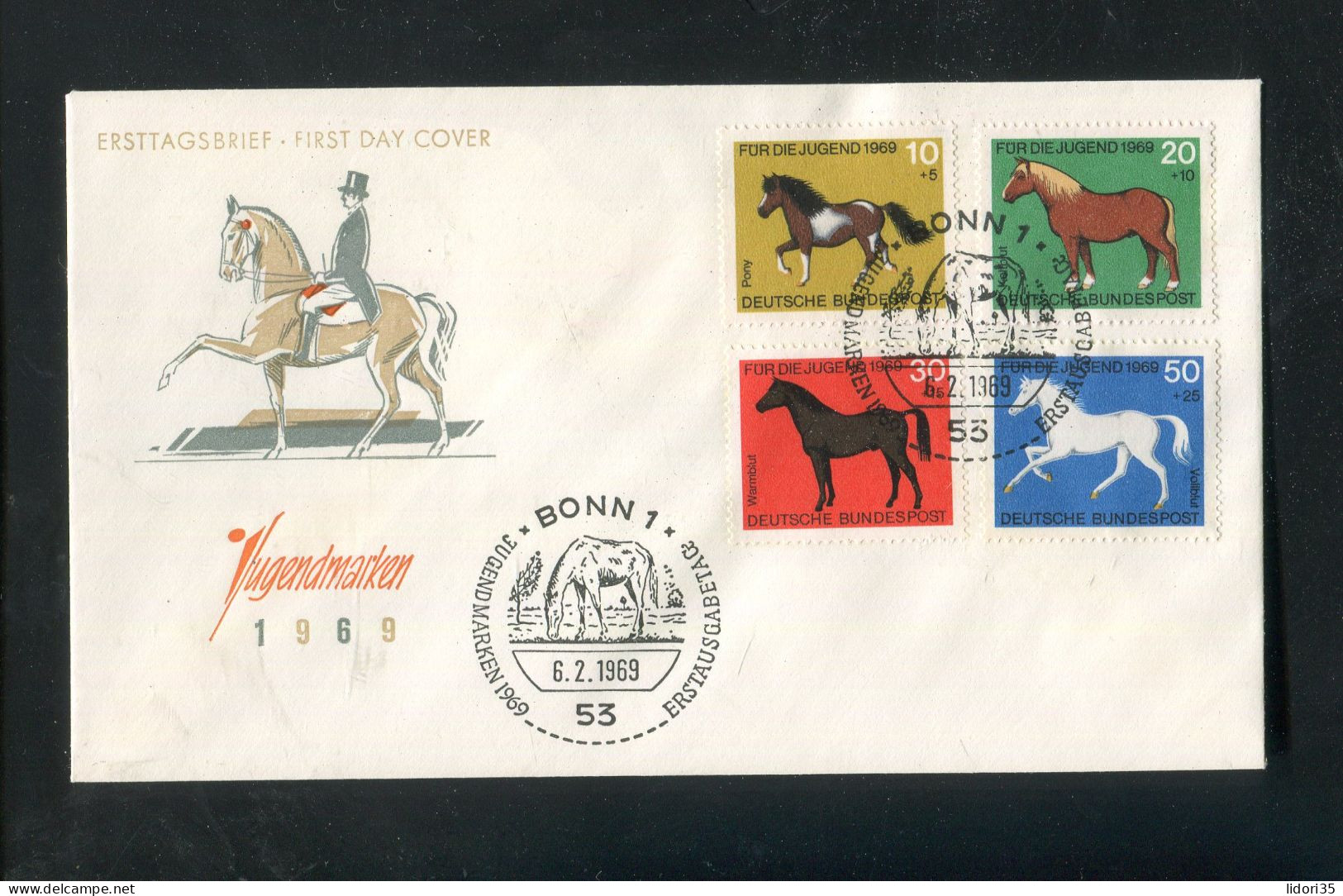 "BUNDESREPUBLIK DEUTSCHLAND" 1969, Mi. 578-581 "Pferde" FDC (L1139) - 1961-1970