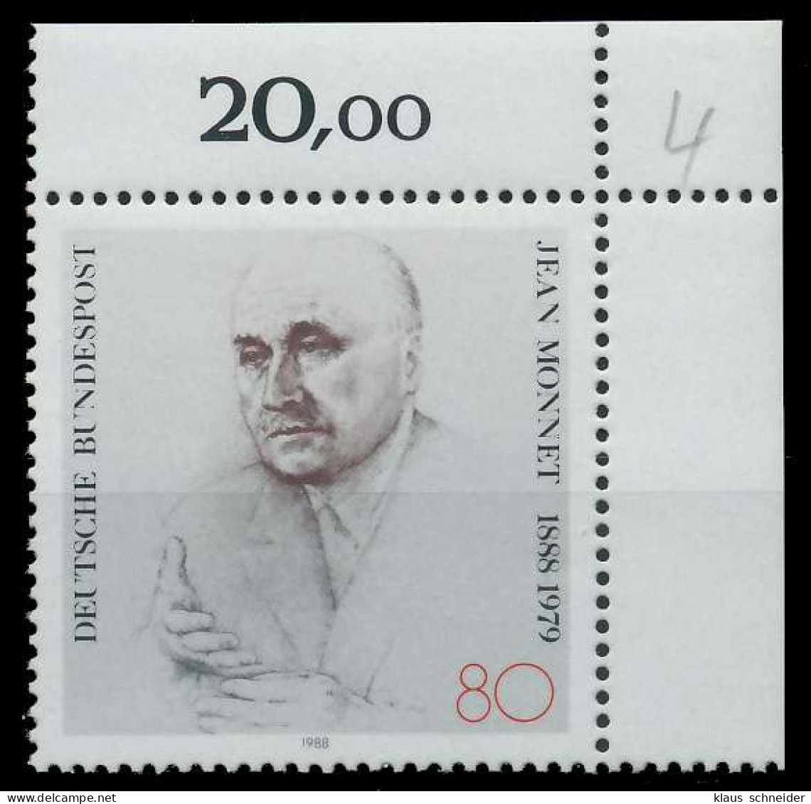 BRD BUND 1988 Nr 1372 Postfrisch ECKE-ORE X85A602 - Unused Stamps
