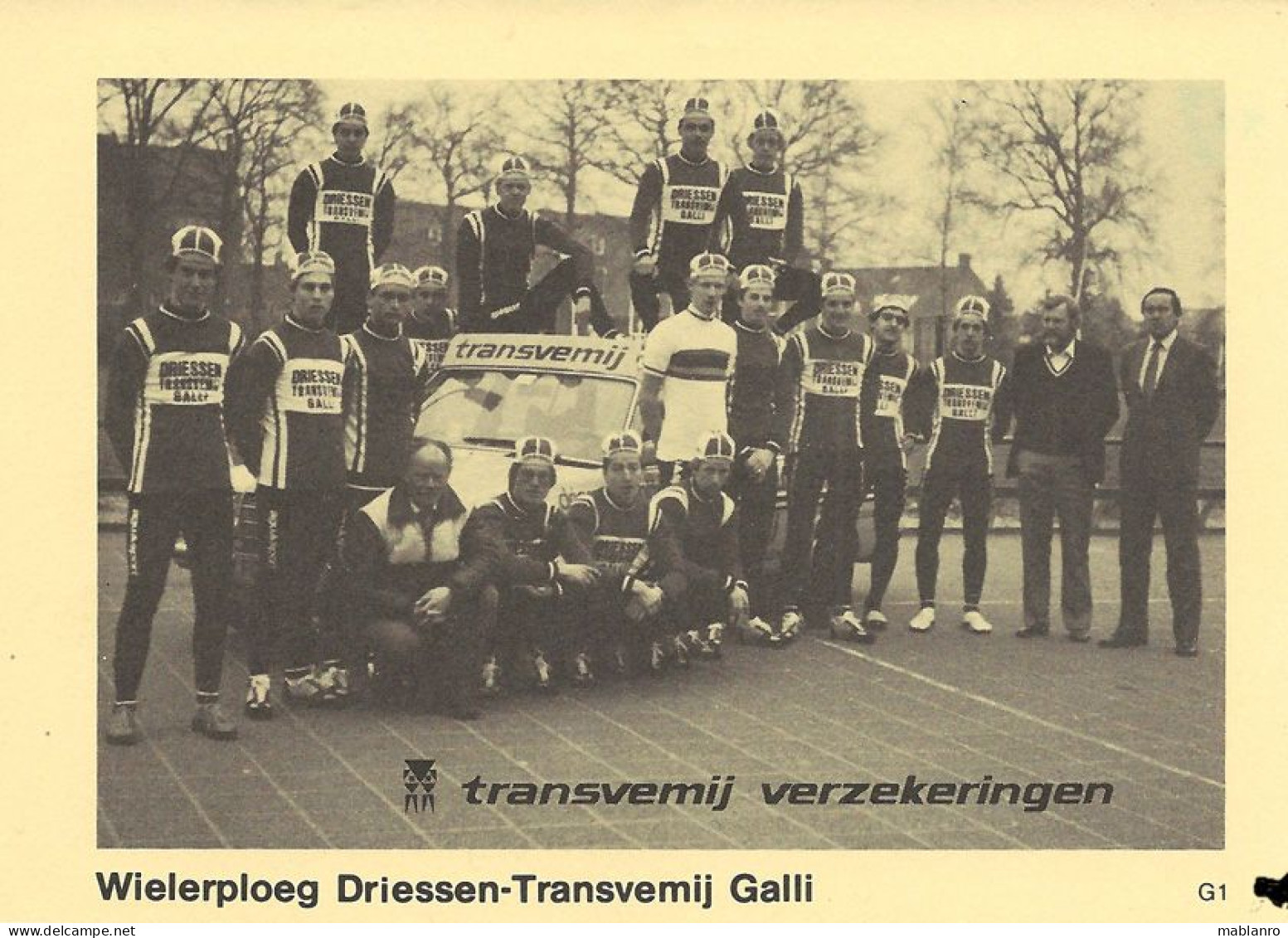 CARTE CYCLISME GROUPE TEAM TRANSVEMIJ 1983 ( DETERIOREE, PARTIE INFERIOR DROITE, VOIR PHOTO ) - Cyclisme