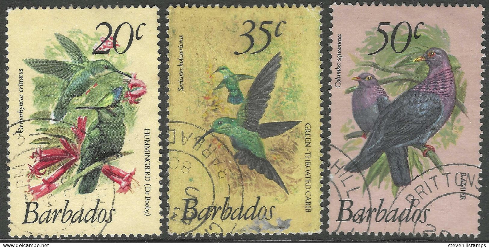 Barbados. 1979 Birds. 20c, 35c, 50c Used. SG 628, 631, 633. M4103 - Barbades (1966-...)