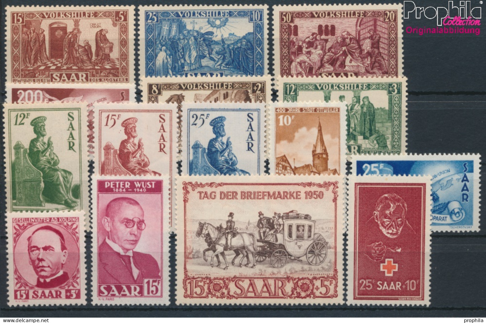 Saarland Postfrisch 85. Todestag Von Adolf Kolping 1950 Kolping, Rotes Kreuz, Europa U.a.  (10377626 - Neufs