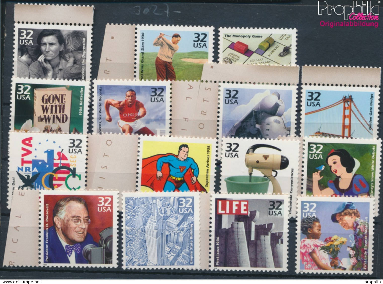 USA 3027-3041 (kompl.Ausg.) Postfrisch 1998 USA Im 20.Jahrhundert (IV) (10348631 - Unused Stamps