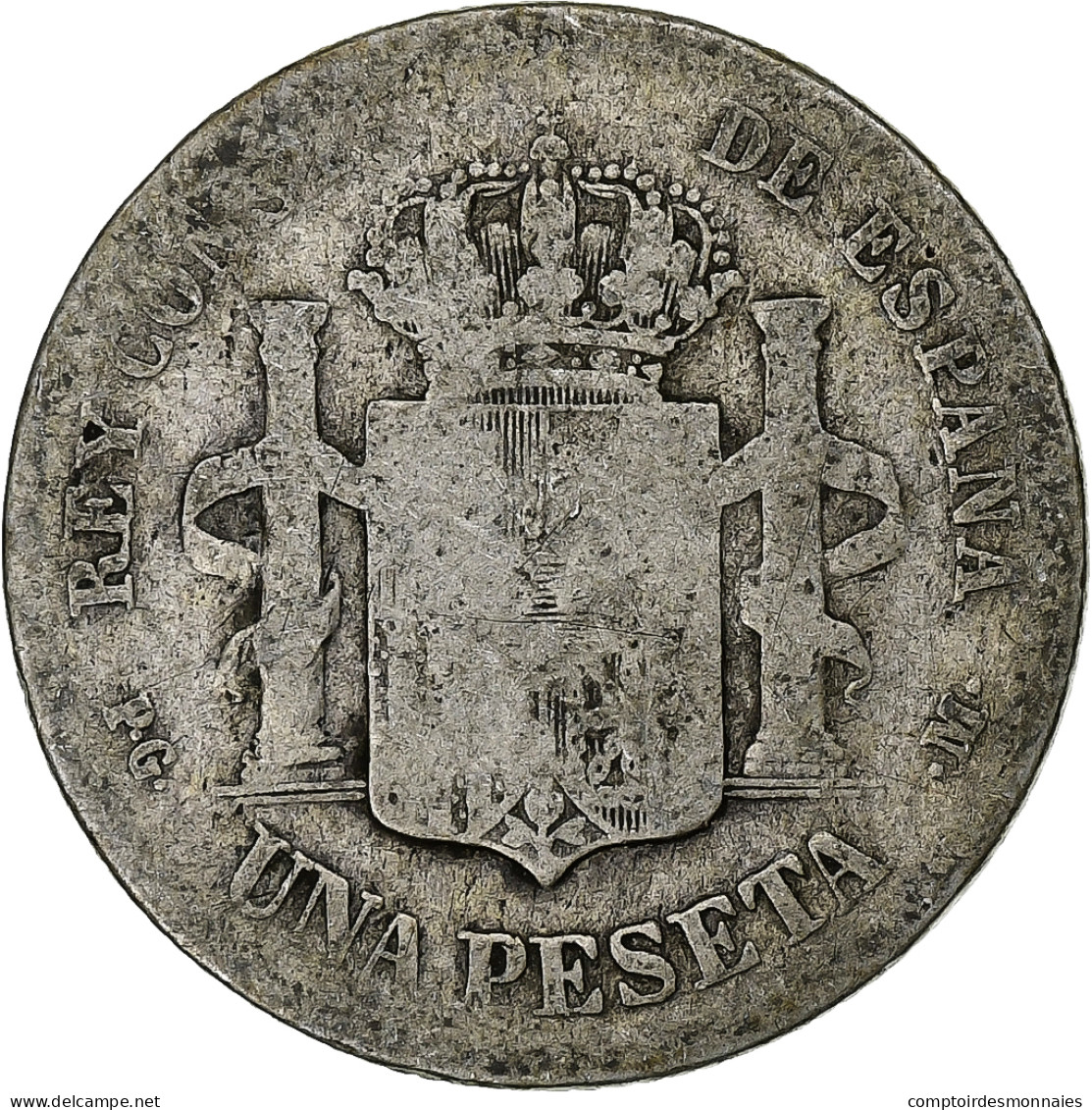 Espagne, Alfonso XIII, Peseta, 1891, Madrid, Argent, B+, KM:691 - Eerste Muntslagen