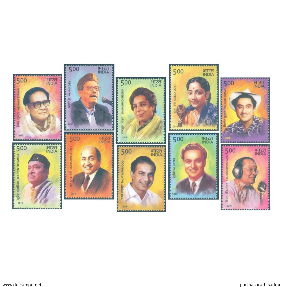 INDIA 2016 LEGENDARY SINGERS OF INDIA COMPLETE SET OF 10V STAMP MNH - Ungebraucht