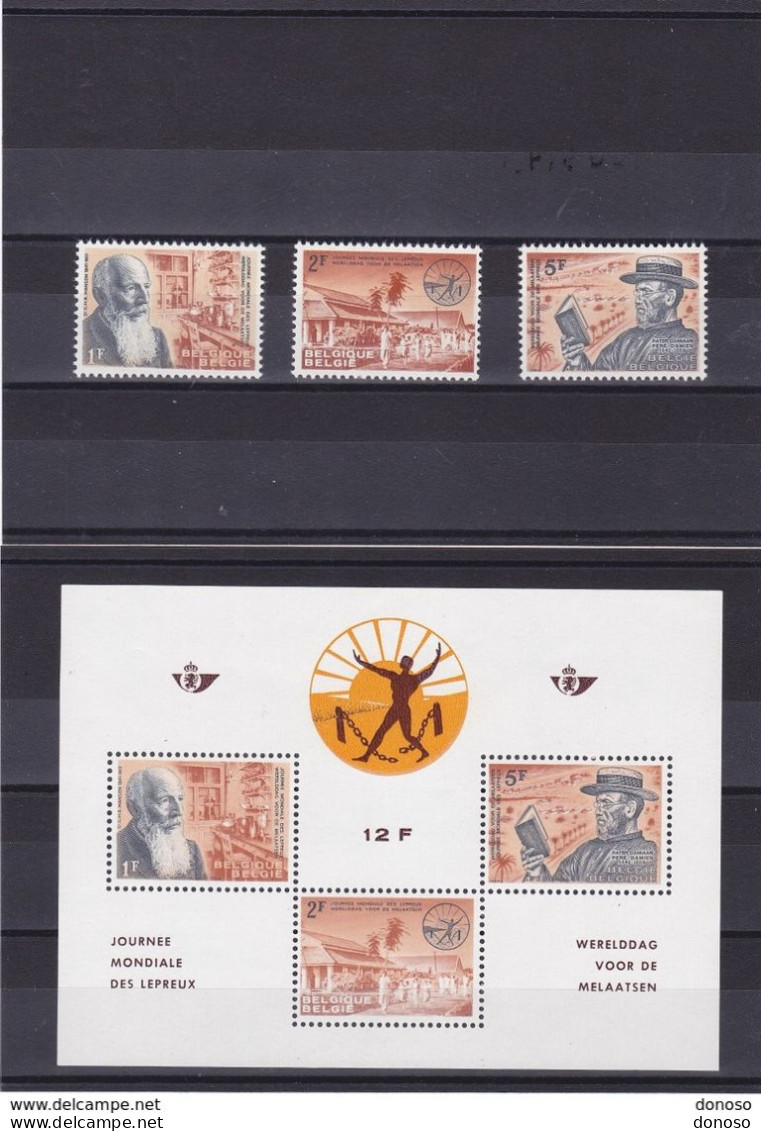 BELGIQUE 1964 Journée Mondiale Des Lépreux Yvert 1278-1280 + BF 35, Michel 1338-1340 + Bl 35 NEUF** MNH Cote 4,60 Euros - Unused Stamps