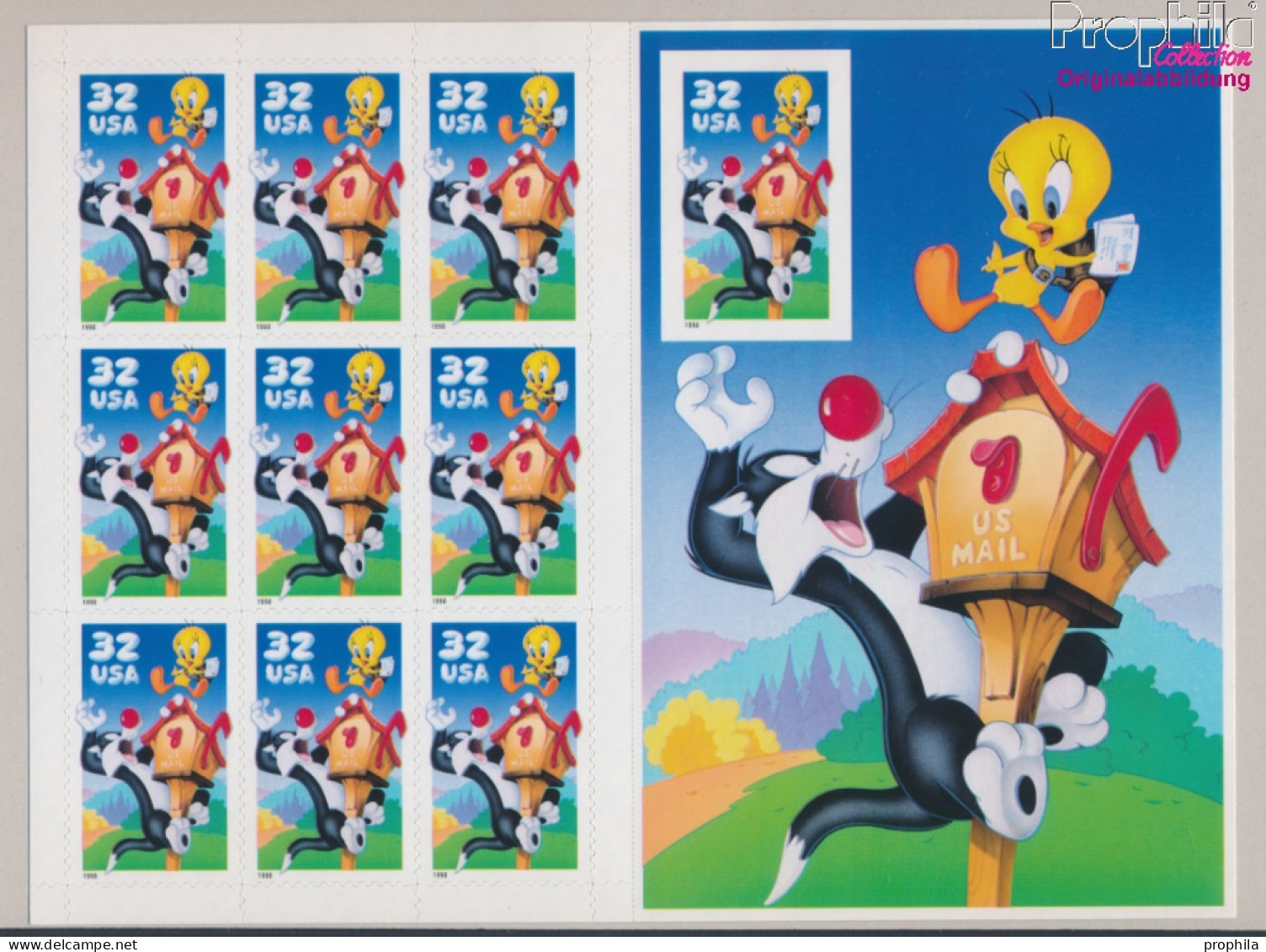 USA 2950B/BA FB Folienblatt (kompl.Ausg.) 1 Marke Nicht Gestanzt Postfrisch 1998 Comicfiguren (10368281 - Unused Stamps