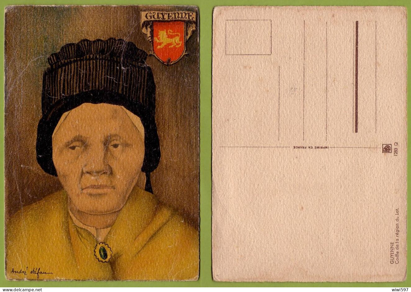 CARTE POSTALE ILLUSTRATEUR - STEFAN  édit. BARRE DAYET - GUYENNE - COSTUME ET BLASON - Other & Unclassified