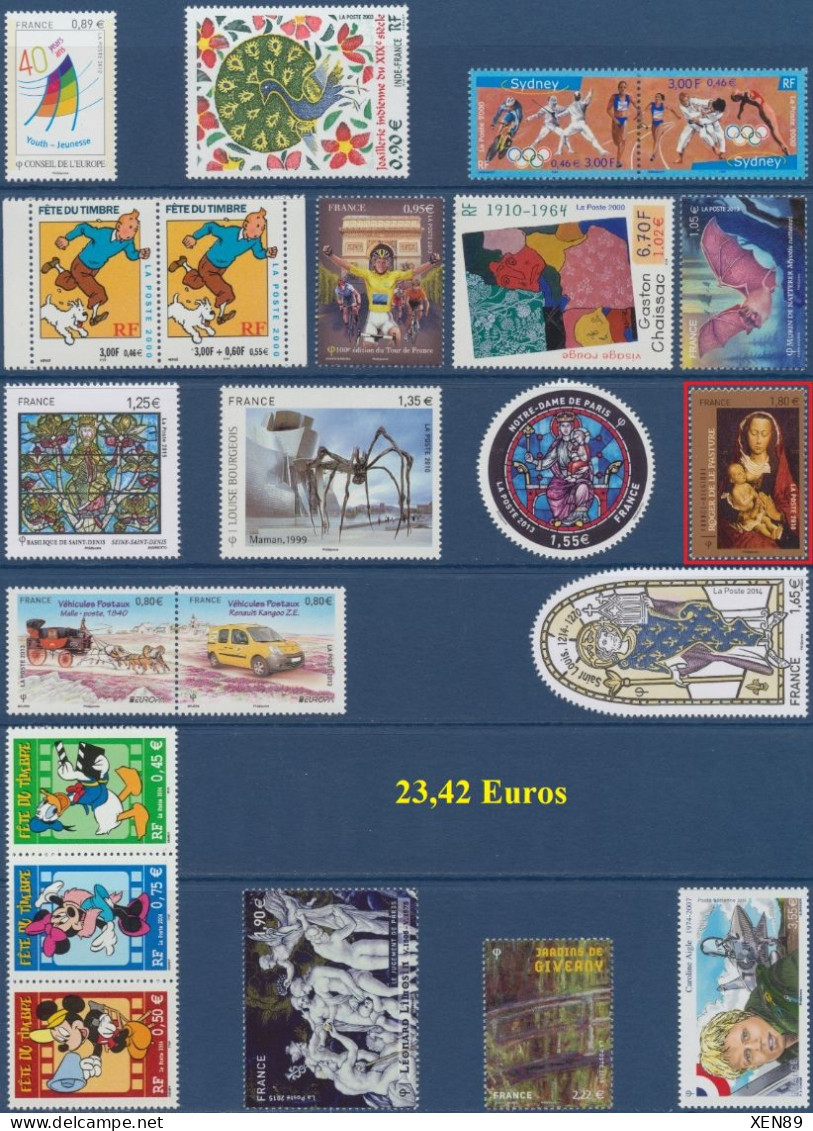 TIMBRES EUROS NEUFS ** - ANNEES 1999 A 2015 -- Explications ci-dessous - REMISE 20 % --