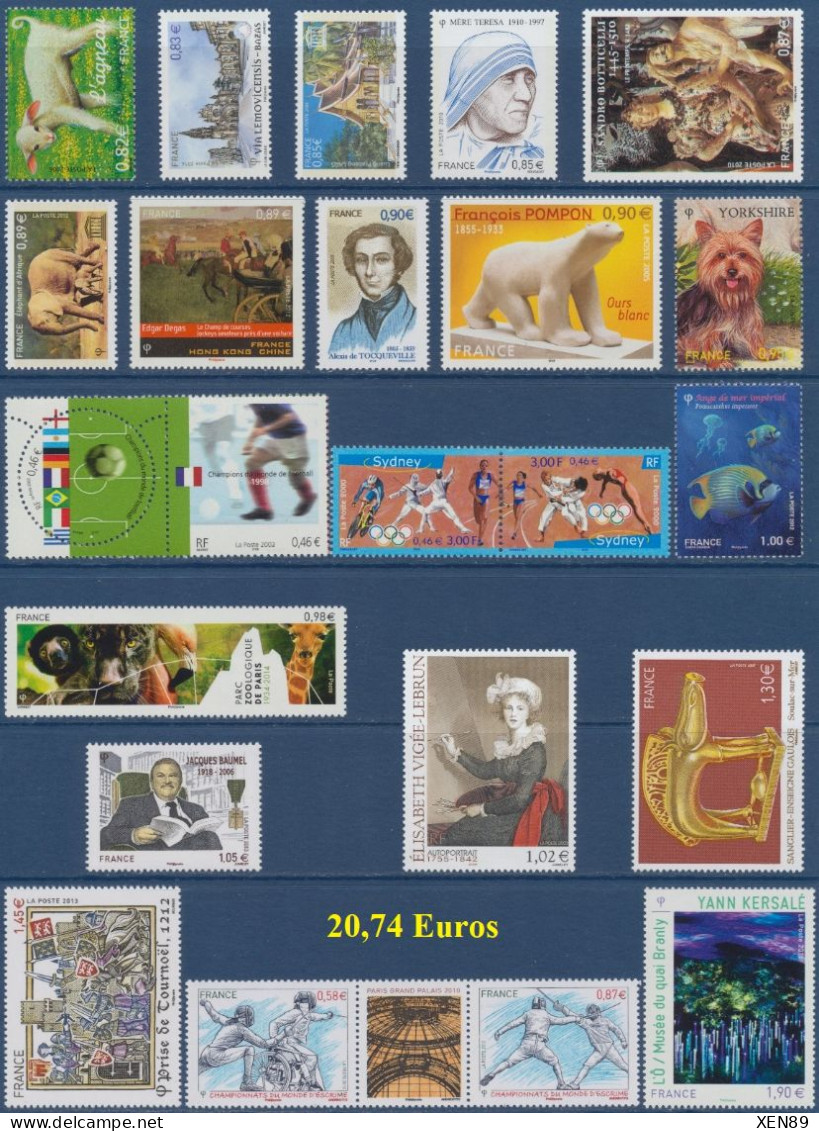 TIMBRES EUROS NEUFS ** - ANNEES 1999 A 2015 -- Explications ci-dessous - REMISE 20 % --