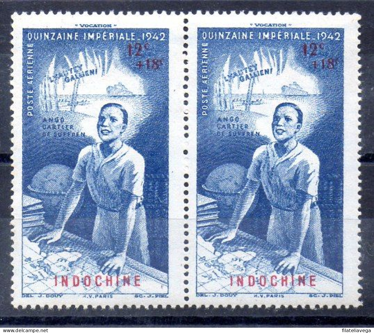 Indochina 2 Series Aéreo Nº Yvert 23; Nº Michel 266 ** - Nuevos