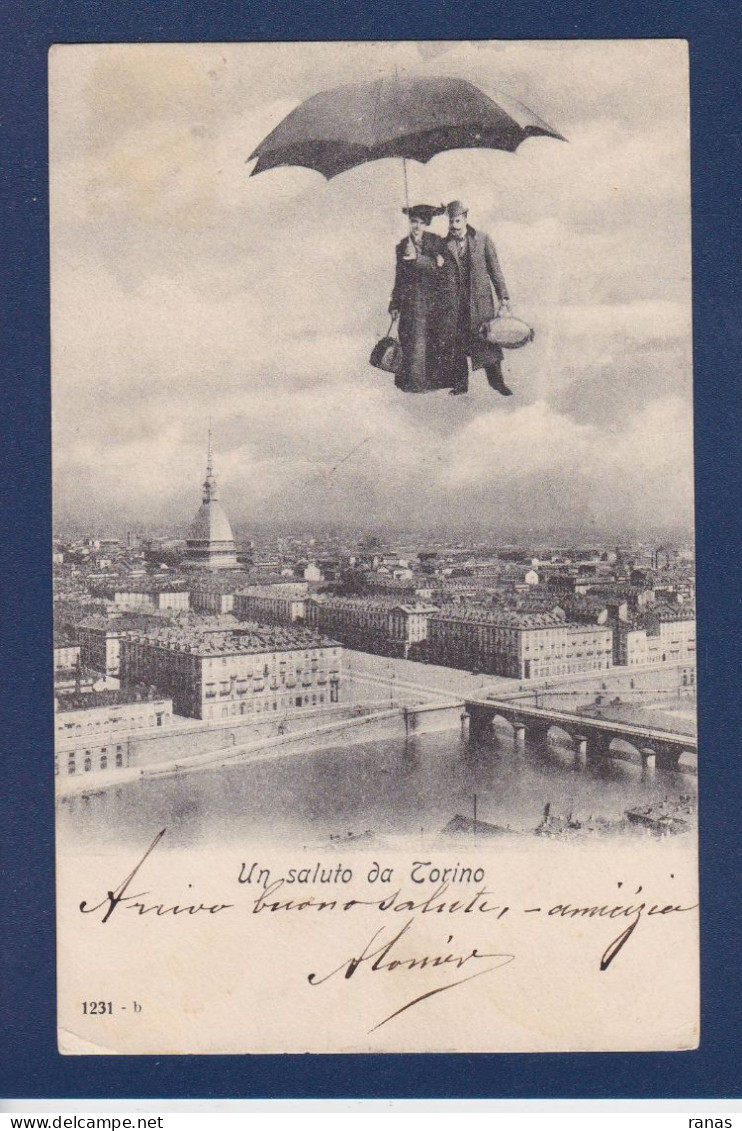 CPA Surréalisme Personnages En L'air écrite Turin - Photographs