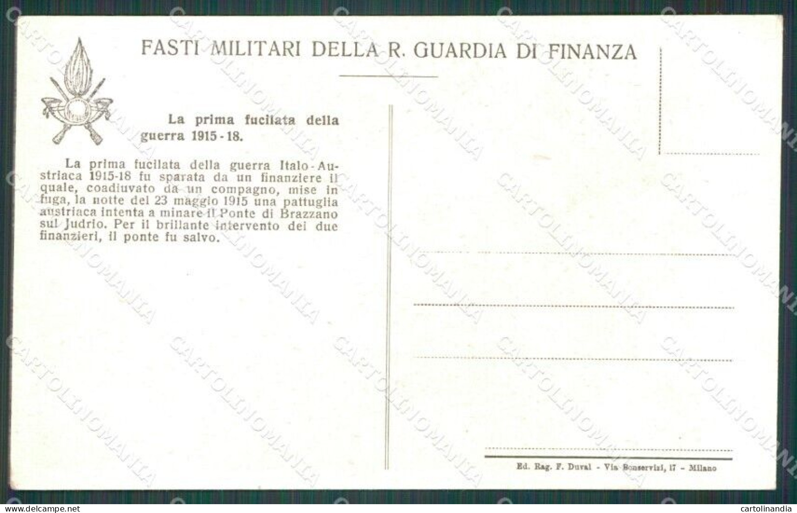 Gorizia Cormons Brazzano Guido Grilli GdF Guardia Di Finanza Cartolina KF0210 - Gorizia