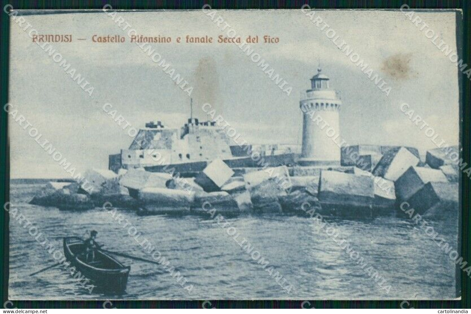 Brindisi Città Castello Alfonsino Secca Del Fico Barca Cartolina KF2458 - Brindisi