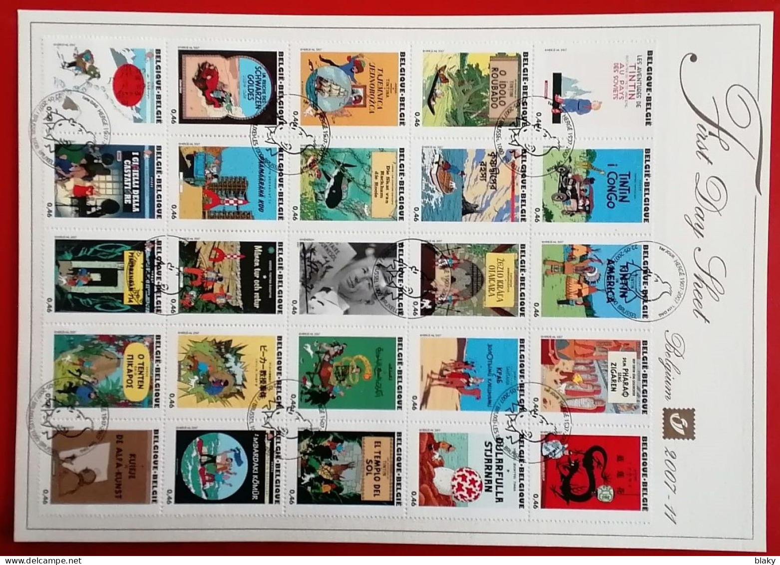 1907-2007- 100 ANS HERGE-COUVERTURES DES 25 ALBUMS - 1FDS - EN 25 LANGUES - 1999-2010