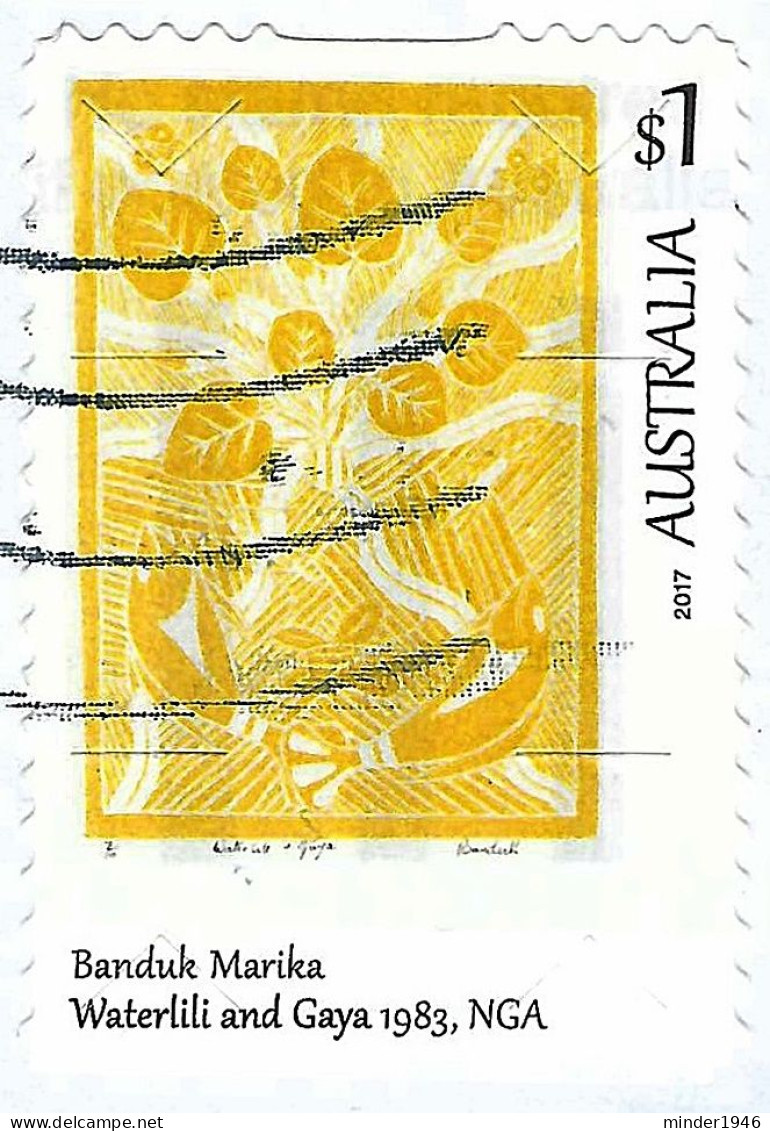 AUSTRALIA 2017 $1 Multicoloured, Art Of The North-Banduk Marika, Waterlili & Gaya 1983 Micro Cuts Self Adhesive FU - Usados