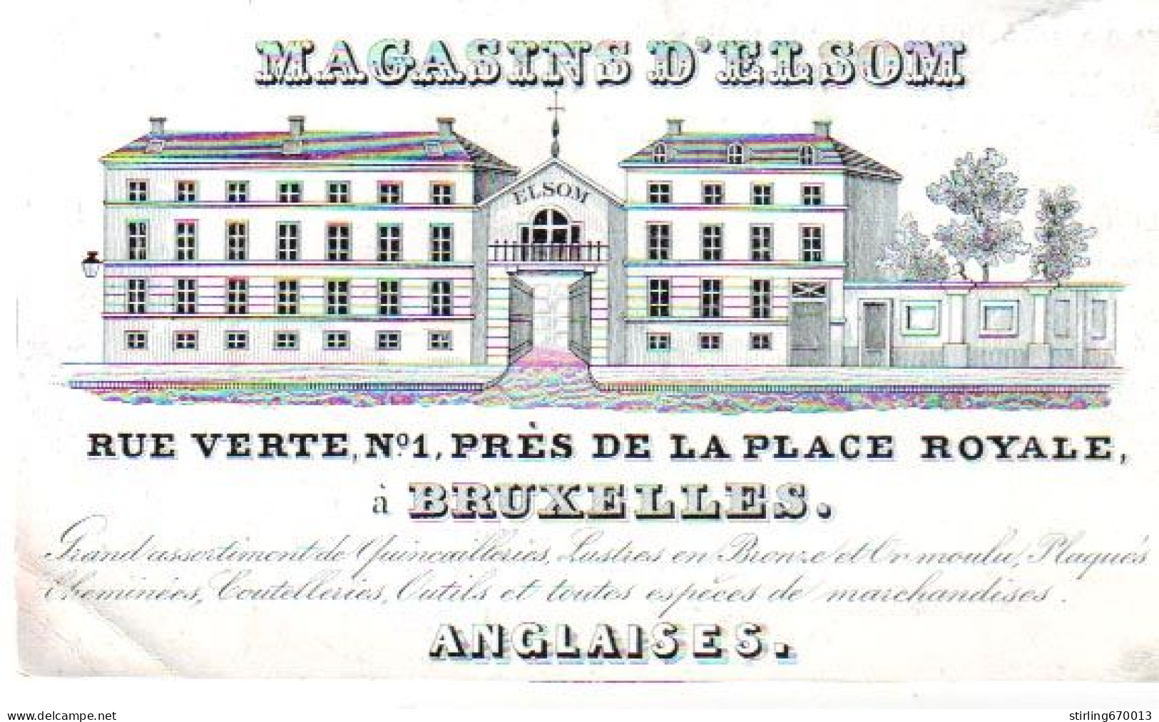 DE 1859 - Carte Porcelaine Des Magasins D'Elsom, Bruxelles - Other & Unclassified