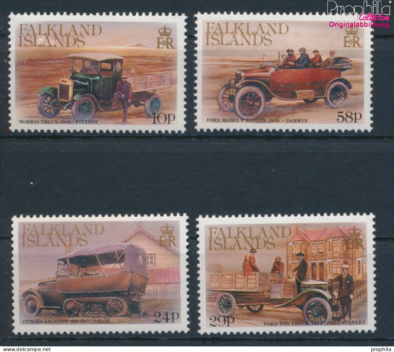 Falklandinseln 476-479 (kompl.Ausg.) Postfrisch 1988 Alte Autos (10368853 - Falklandinseln
