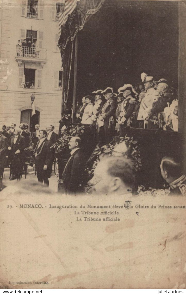 MONACO INAUGURATION DU MONUMENT ELEVE A LA GLOIRE DU PRINCE SAVANT LA TRIBUNE OFFICIELLE - Andere & Zonder Classificatie