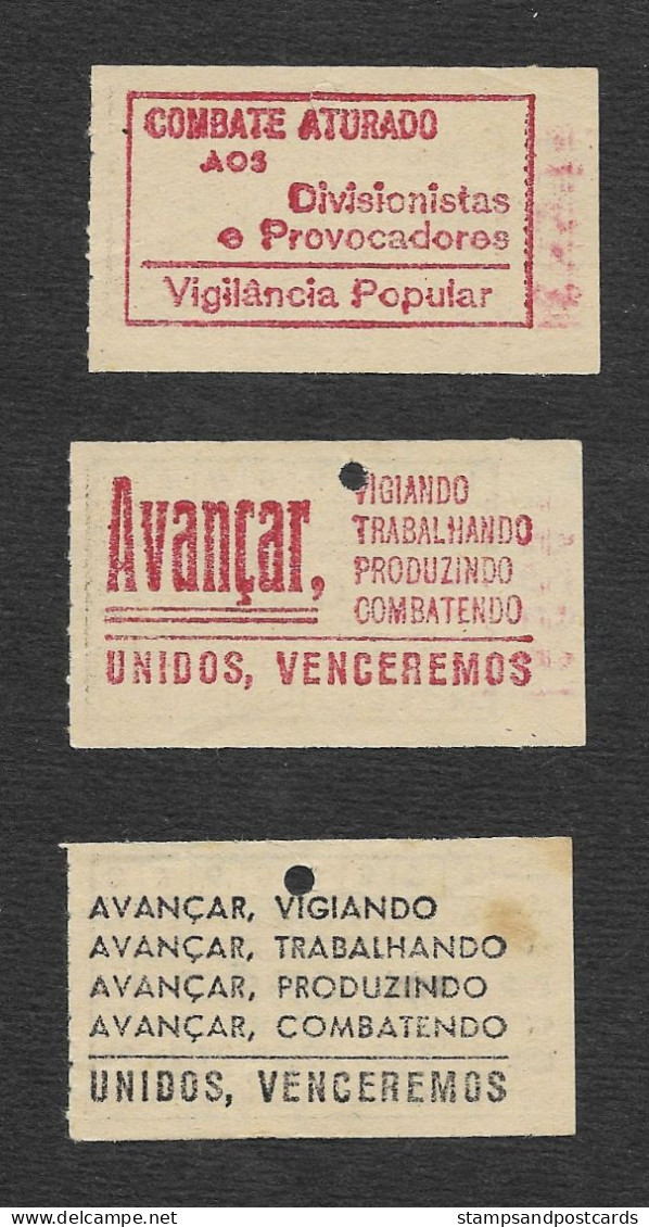 Tramway Et Bus Lisbonne Carris Portugal 3 Billet Slogans Révolutionnaires 1975 Lisbon Tram Tickets Revolutionary Slogans - Europa