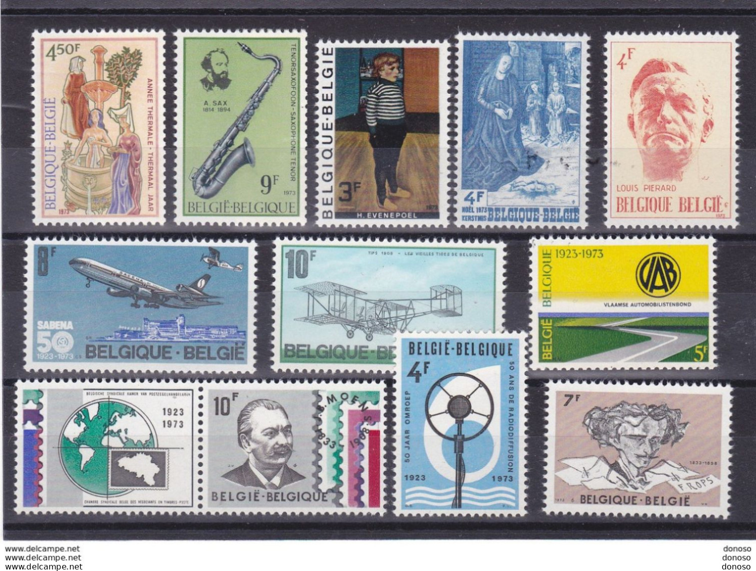 BELGIQUE 1973 Yvert 1667-1668 + 1675-1676 + 1679-1684 + 1688 NEUF** MNH Cote : 6,30 Euros - Unused Stamps