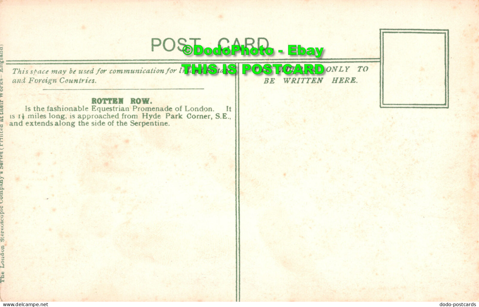 R425551 London. Rotten Row. The London Stereoscopic Company Series - Other & Unclassified
