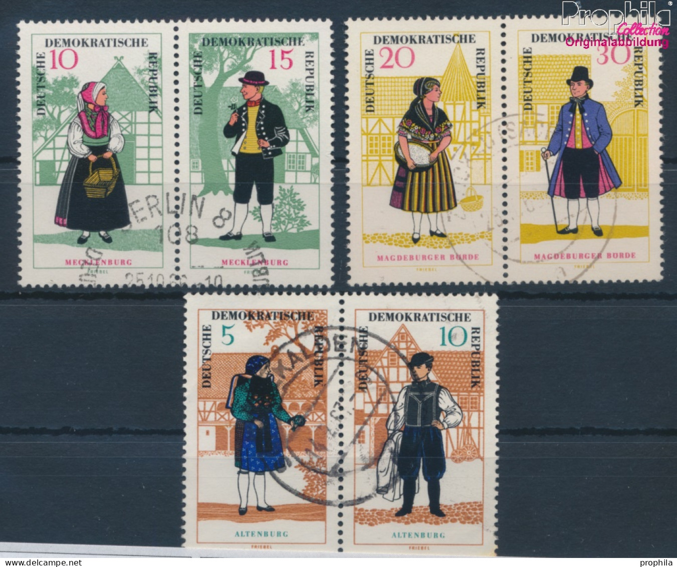 DDR WZd162, WZd166, WZd170 (kompl.Ausg.) (1214-1219 Als Paare) Gestempelt 1966 Volkstrachten (10392178 - Used Stamps