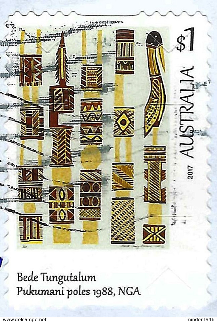 AUSTRALIA 2017 $1 Multicoloured, Art Of The North-Bede Tungutalum Pukumani Pole 1988 Micro Cuts Self Adhesive FU - Gebruikt