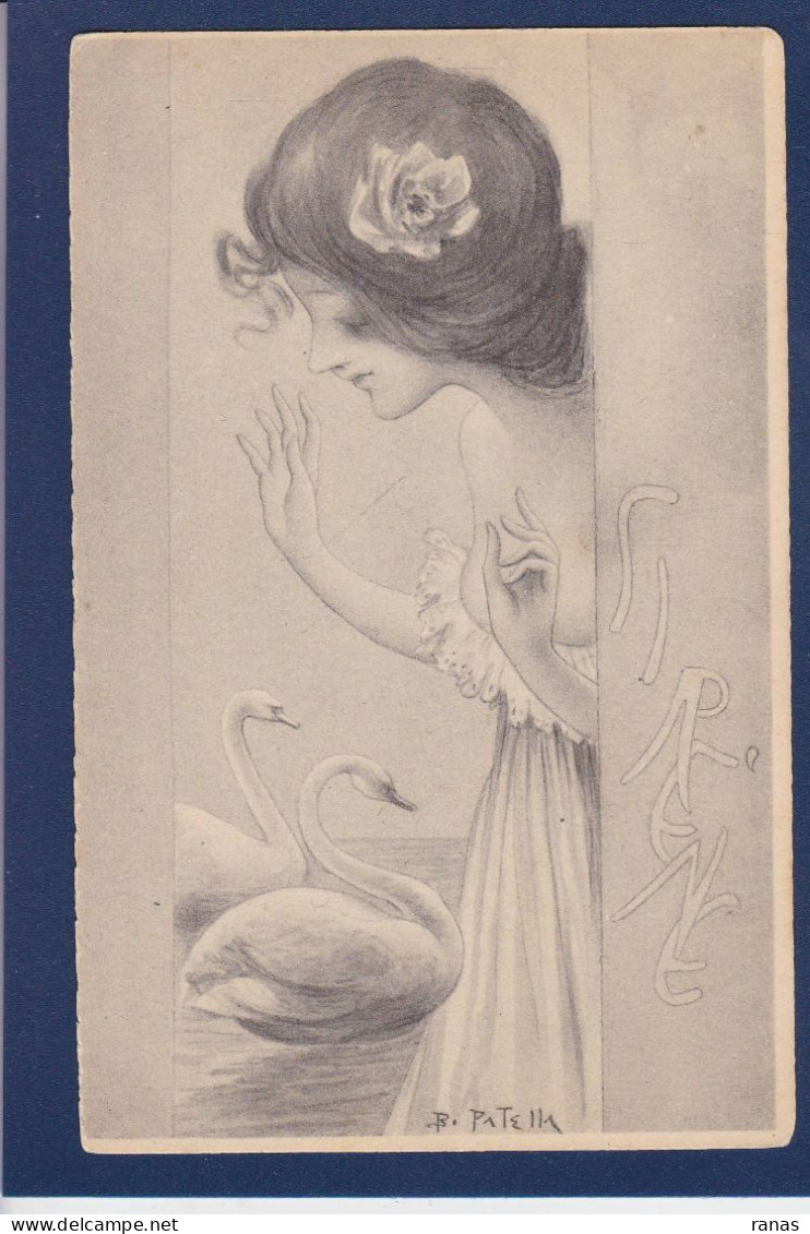 CPA Patella Art Nouveau Femme Woman Illustrateur Non Circulée Cygne - Altri & Non Classificati
