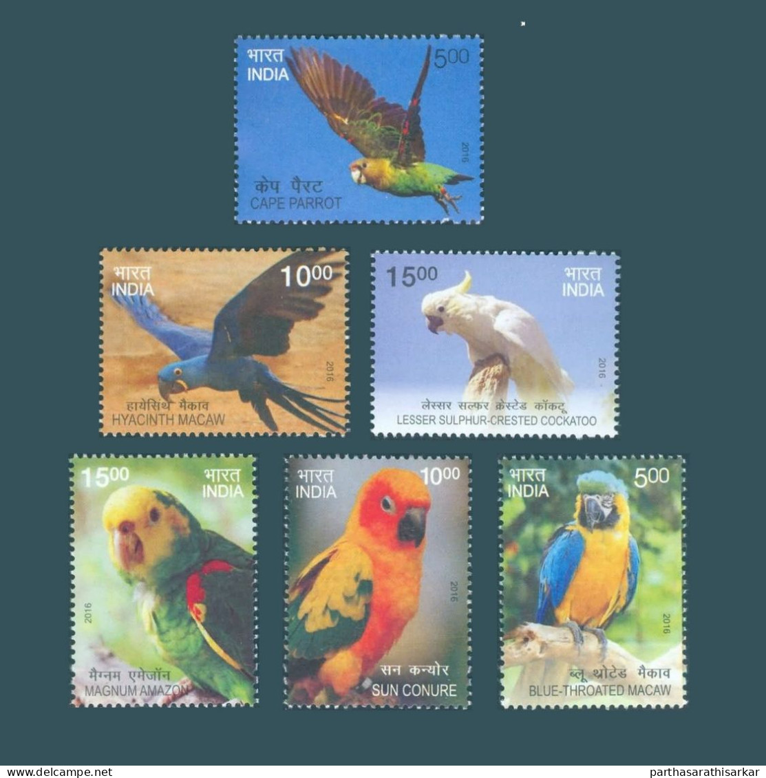 INDIA 2016 EXOTIC BIRDS COMPLETE SET OF 6V STAMPS MNH - Neufs