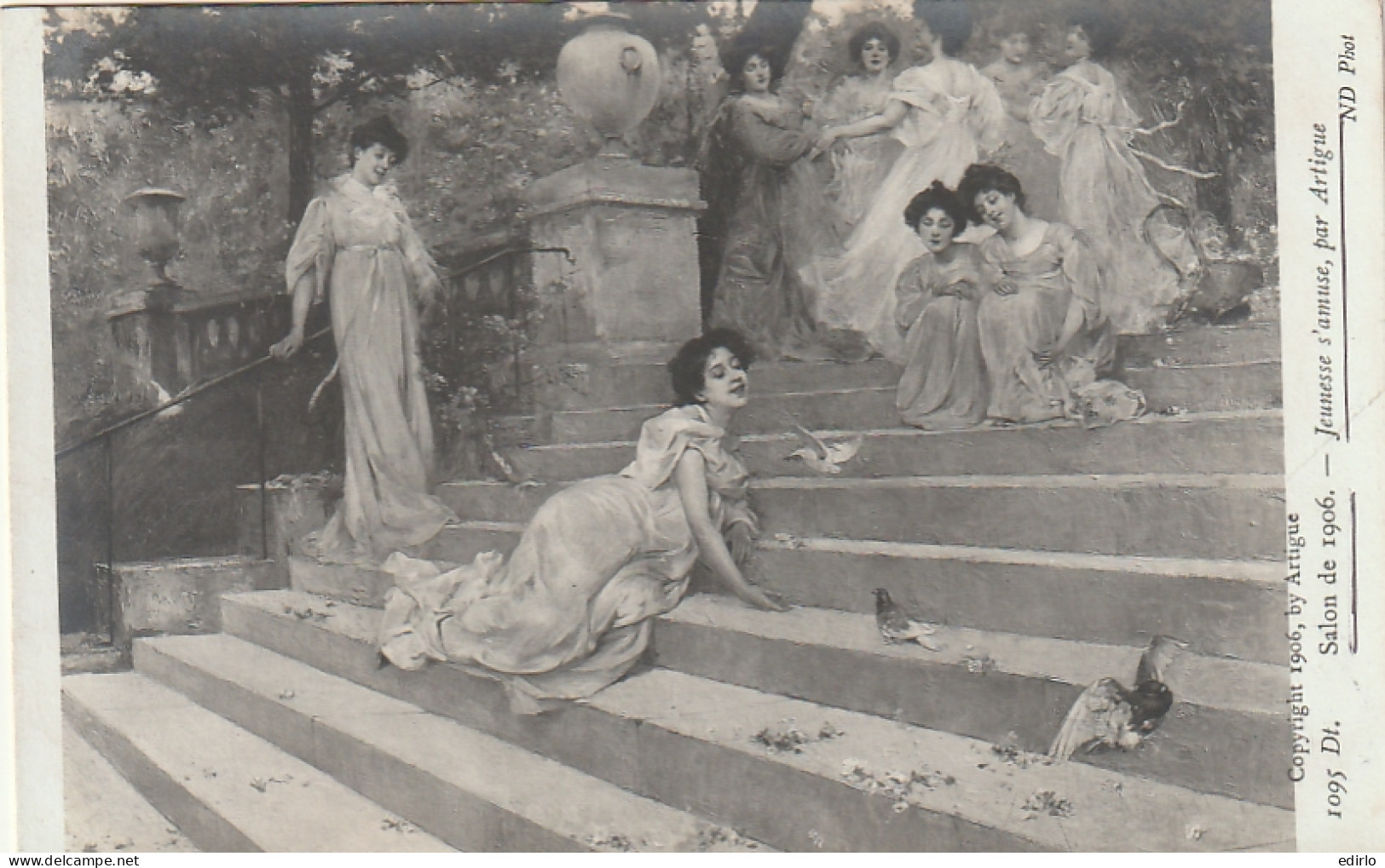 ***  ART PEINTURE  ****    Salon  1906  -- Paris  ---  Jeunesse S'amuse Par ARTIGUE Neuve TTB  - Paintings