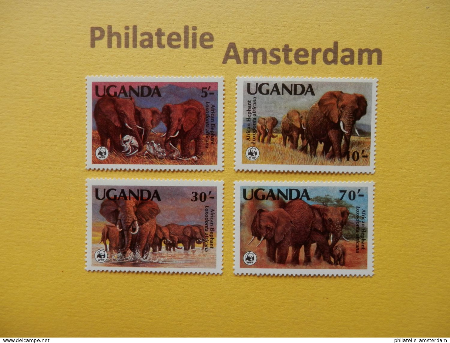 Uganda 1983, WWF FAUNA AFRICAN ELEPHANT AFRIKAANSE OLIFANT: Mi 361-64, Type A, ** - Nuevos