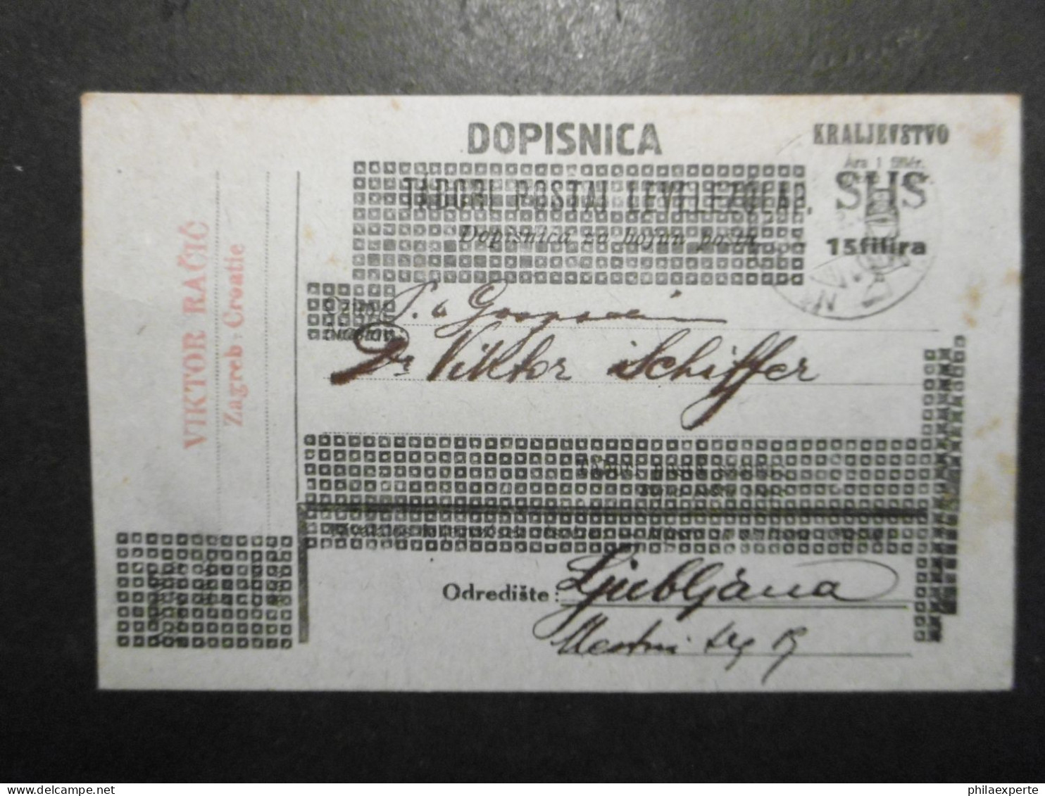 CSSR Mi. GA Karte P 1 A Überdruck(Altersspuren) Bedarfsbefördert Am 15.9.1919 Nach Ljubljana-selten - Ohne Zuordnung