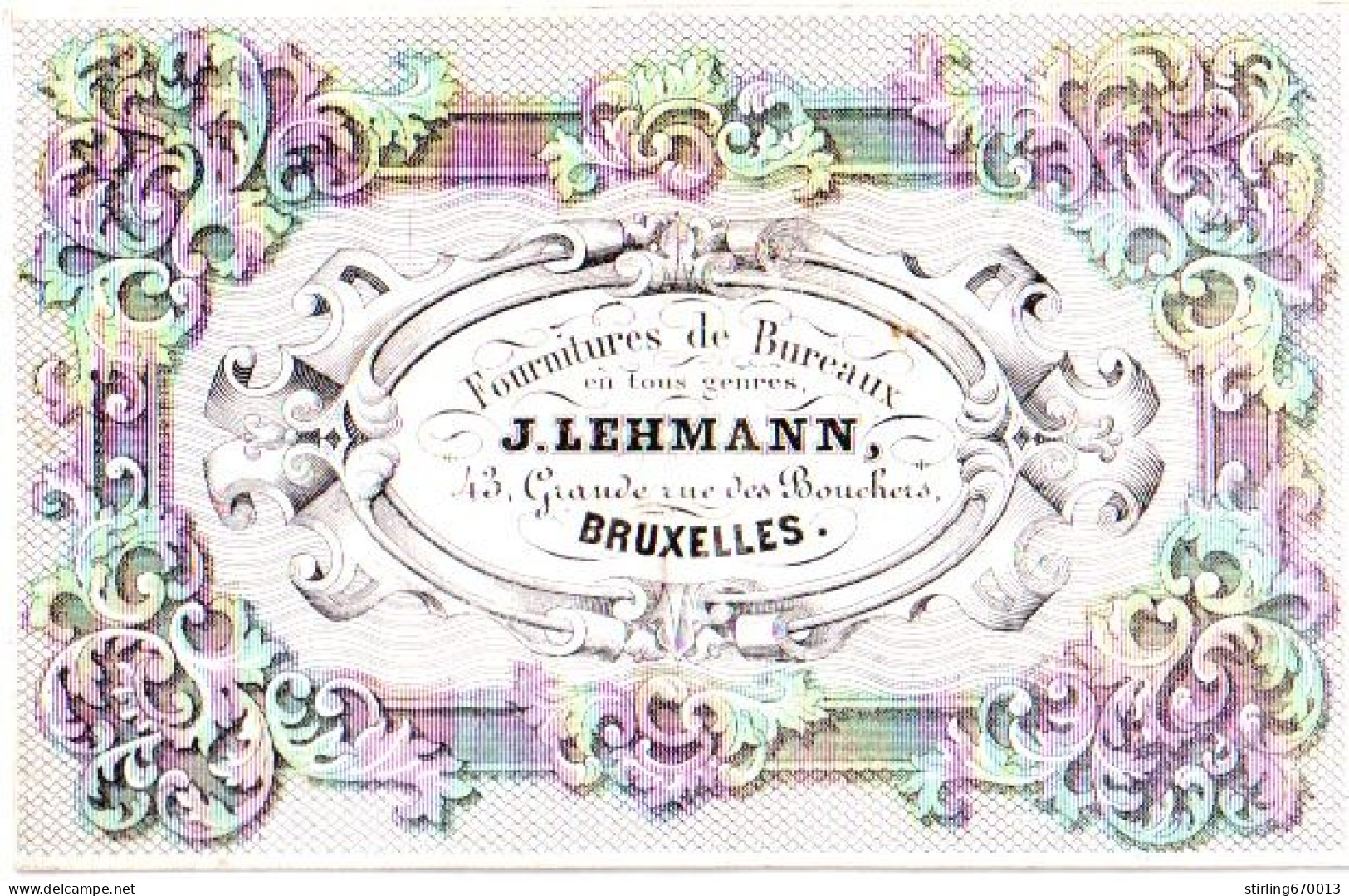 DE 1855 - Carte Porcelaine De J. Lehmann, Fournitures De Bureaux, Bruxelles - Other & Unclassified