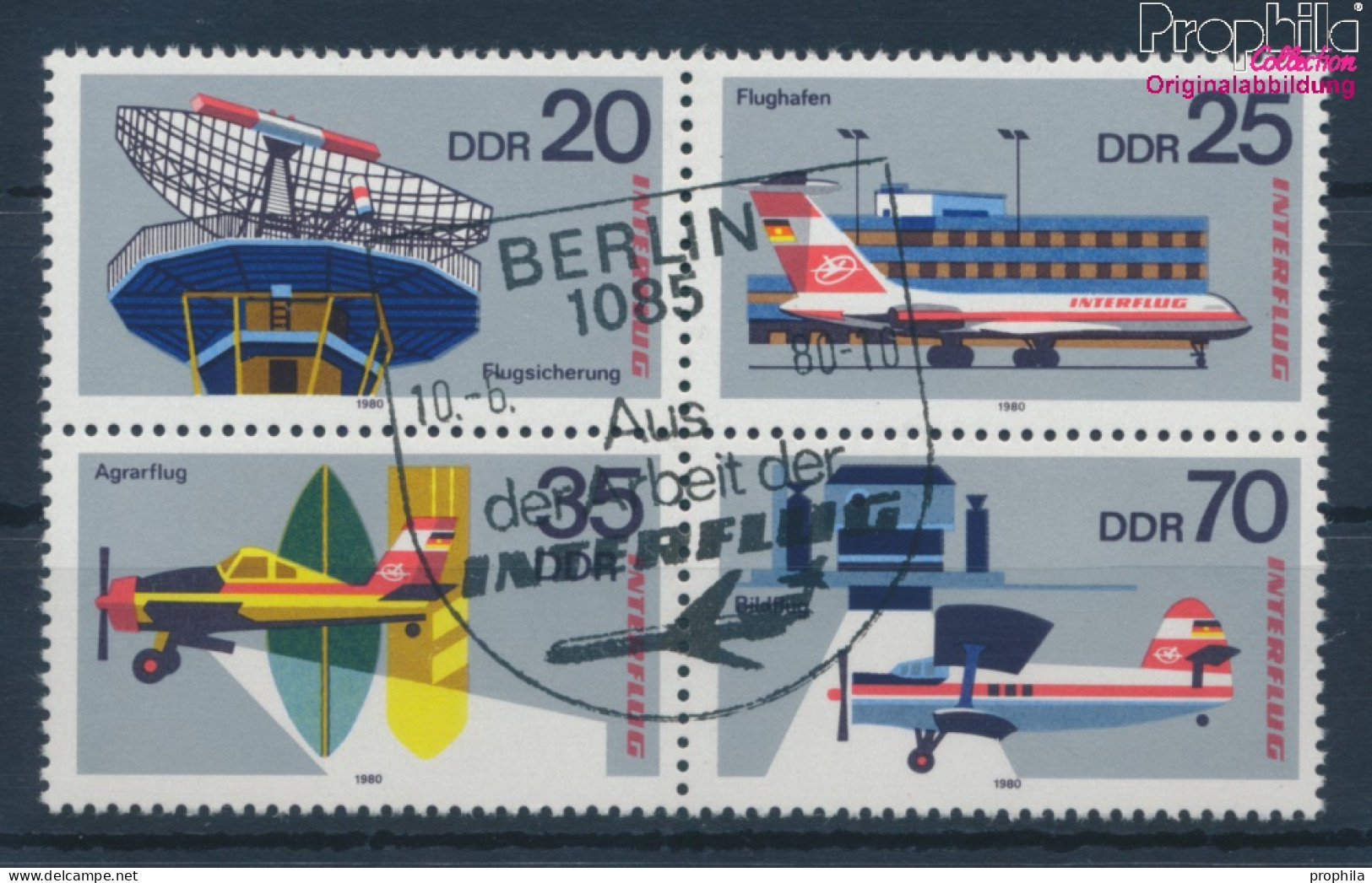 DDR 2516-2519 Viererblock (kompl.Ausgabe) Gestempelt 1980 Interflug (10392520 - Oblitérés