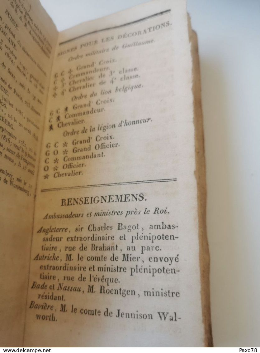 Almanach National, Belgique 1826. Dans L'état - 1801-1900